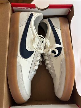 Brand new in box Nike killshot 2, size 9 women’s. Navy and cream.